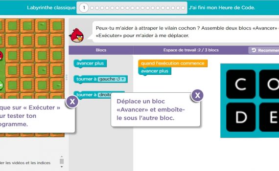 Interface d'Angry Birds DANE Nancy-Metz cycle 2 - angrybird : apprendre le codage