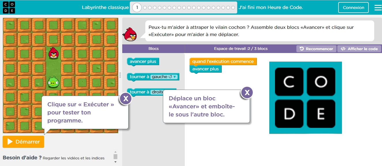Cycle 2 - Angrybird : apprendre le codage
